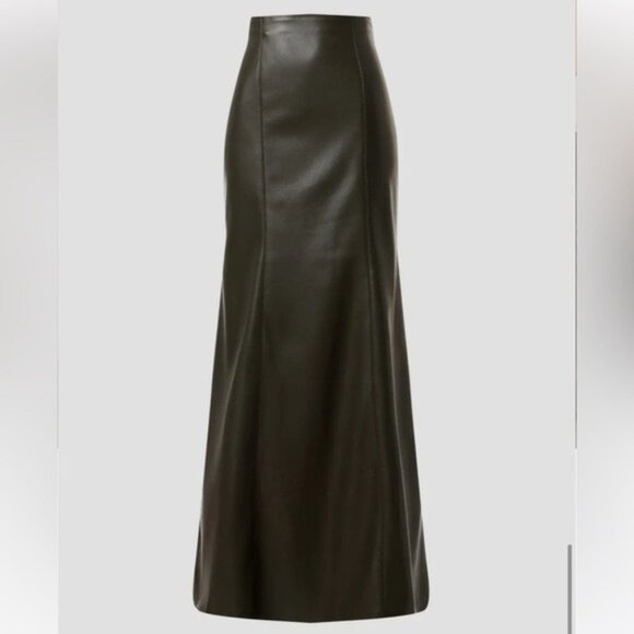 Nanushka Carlotta Faux Leather Hunter Green Maxi Skirt Fall Size Large Grunge - Picture 11 of 11
